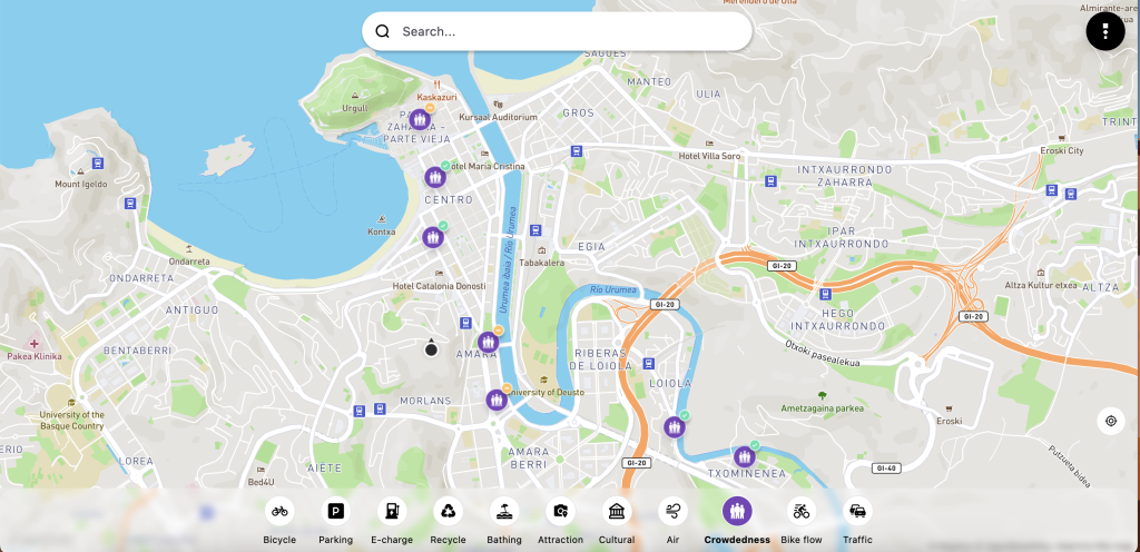 San Sebastian Thinkz Real-Time Map Smart City - crowdedness